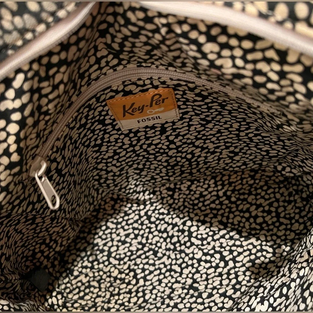 Fossil Key-Per Geometric Carry All Coated Canvas Large Tote